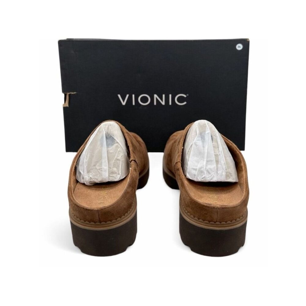Vionic Fairfax Hazelnut Suede Leather Supportive Mule Clog Lug Sole Women’s 10 - Picture 9 of 12